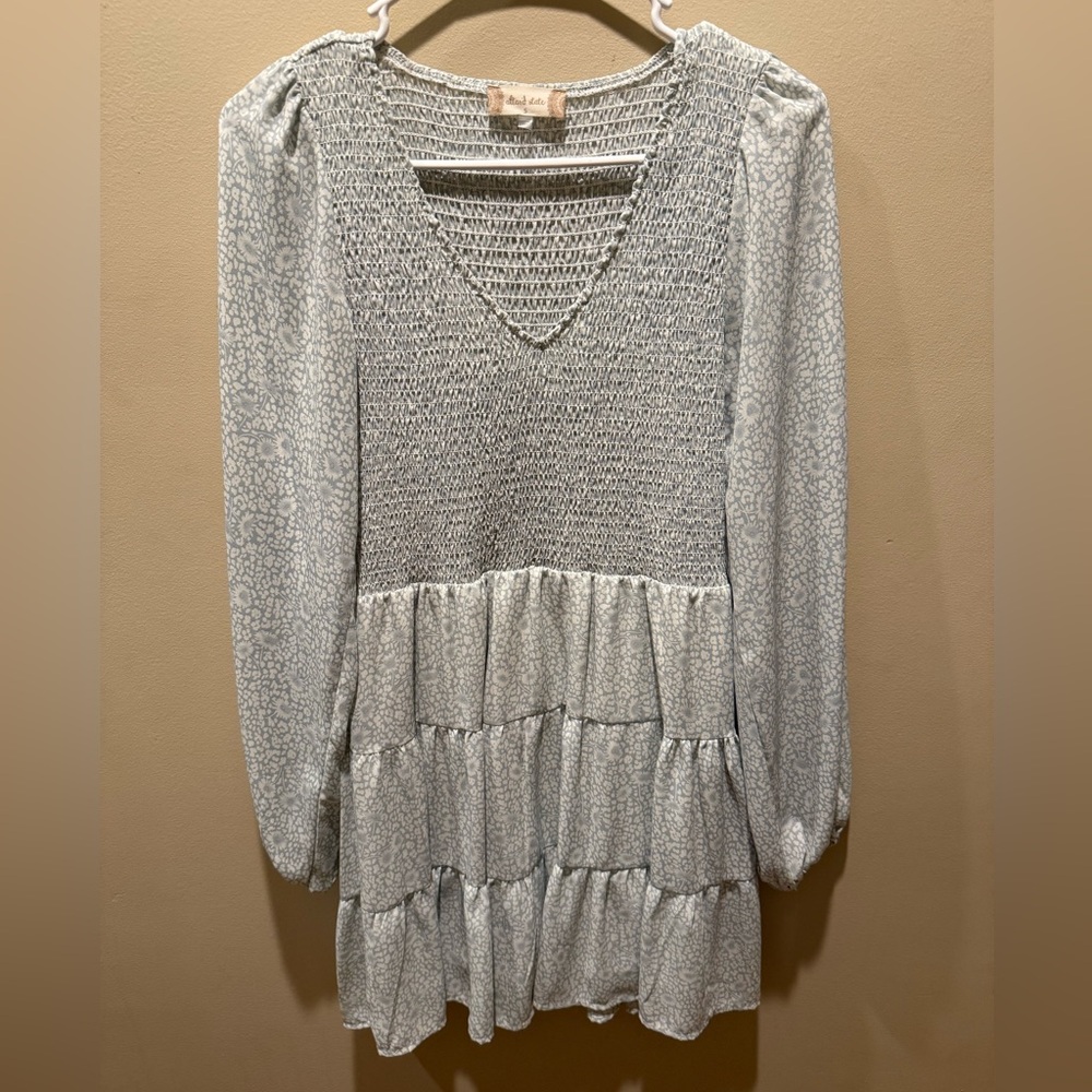 Altar’d State Long Sleeve Blue Floral Mini Dress Women’s Small